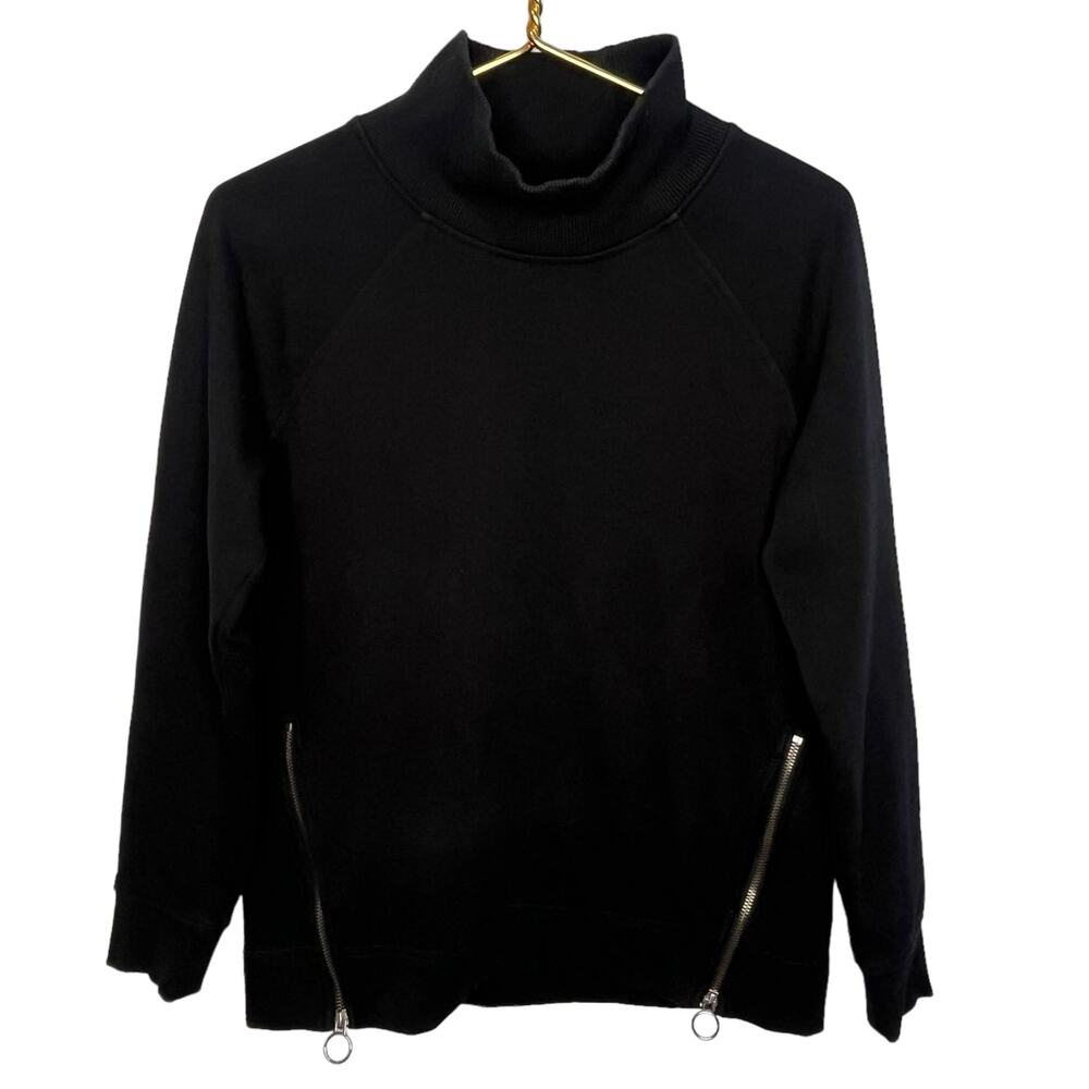 Athleta Sweatshirt Cozy Karma Mock Neck Cozy Side Zip Black XS